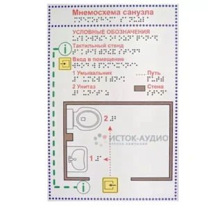 Мнемосхема санузла 200 x 300 мм, Тактильная, пластик Мнемосхема санузла 200 x 300 мм, Тактильная, пластик