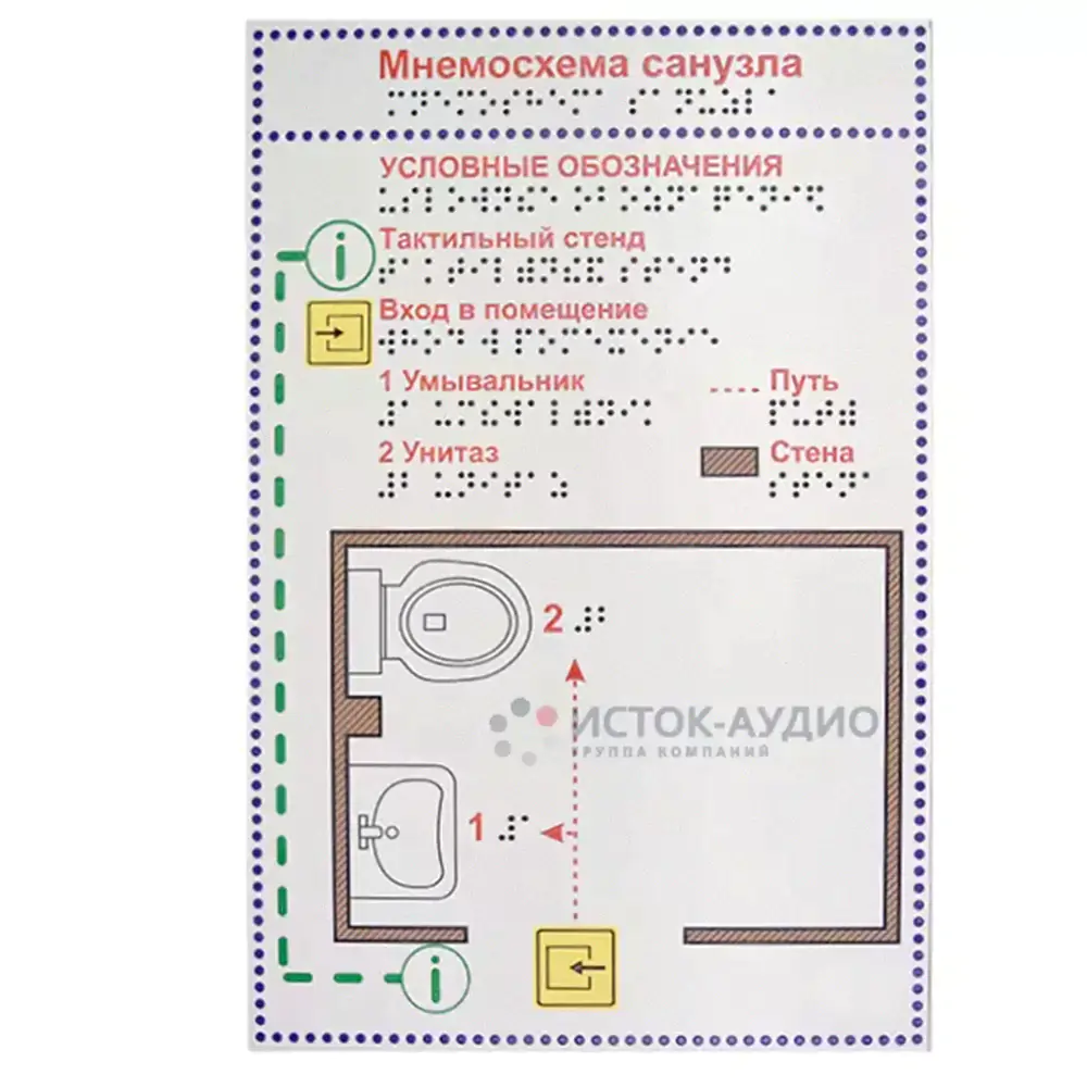 Мнемосхема санузла 200 x 300 мм, Тактильная, пластик Мнемосхема санузла 200 x 300 мм, Тактильная, пластик