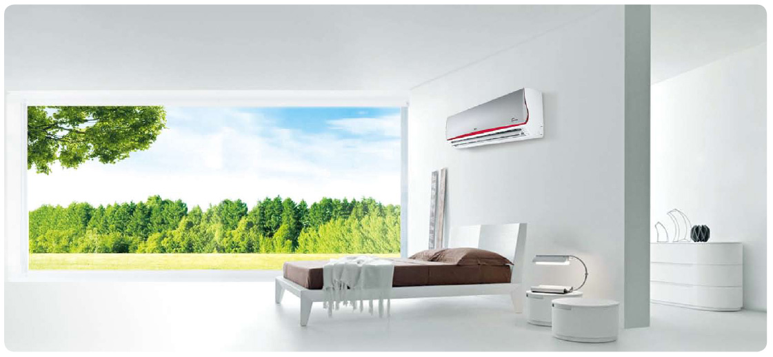 living room with air conditioning