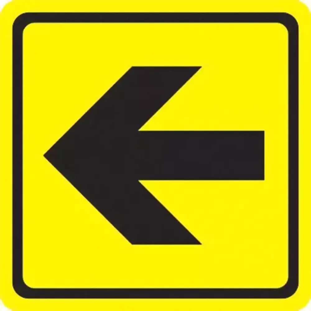 Наклейка информационная 200 x 200 мм (направление движения, вход, выход, туалет и др) цвет фона: желтый