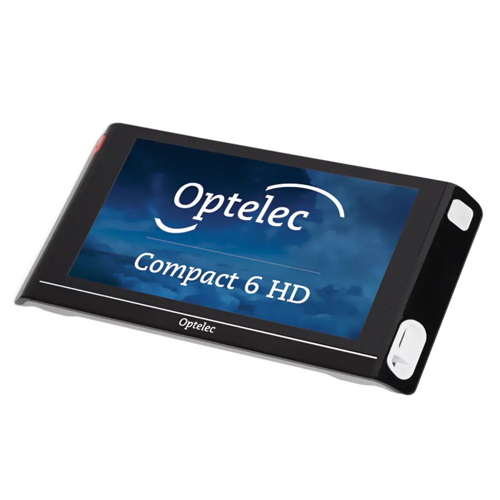 Видеоувеличитель Optelec Compact 6 HD World, имеет сенсорный 6-дюймовый экран с удобным управлением